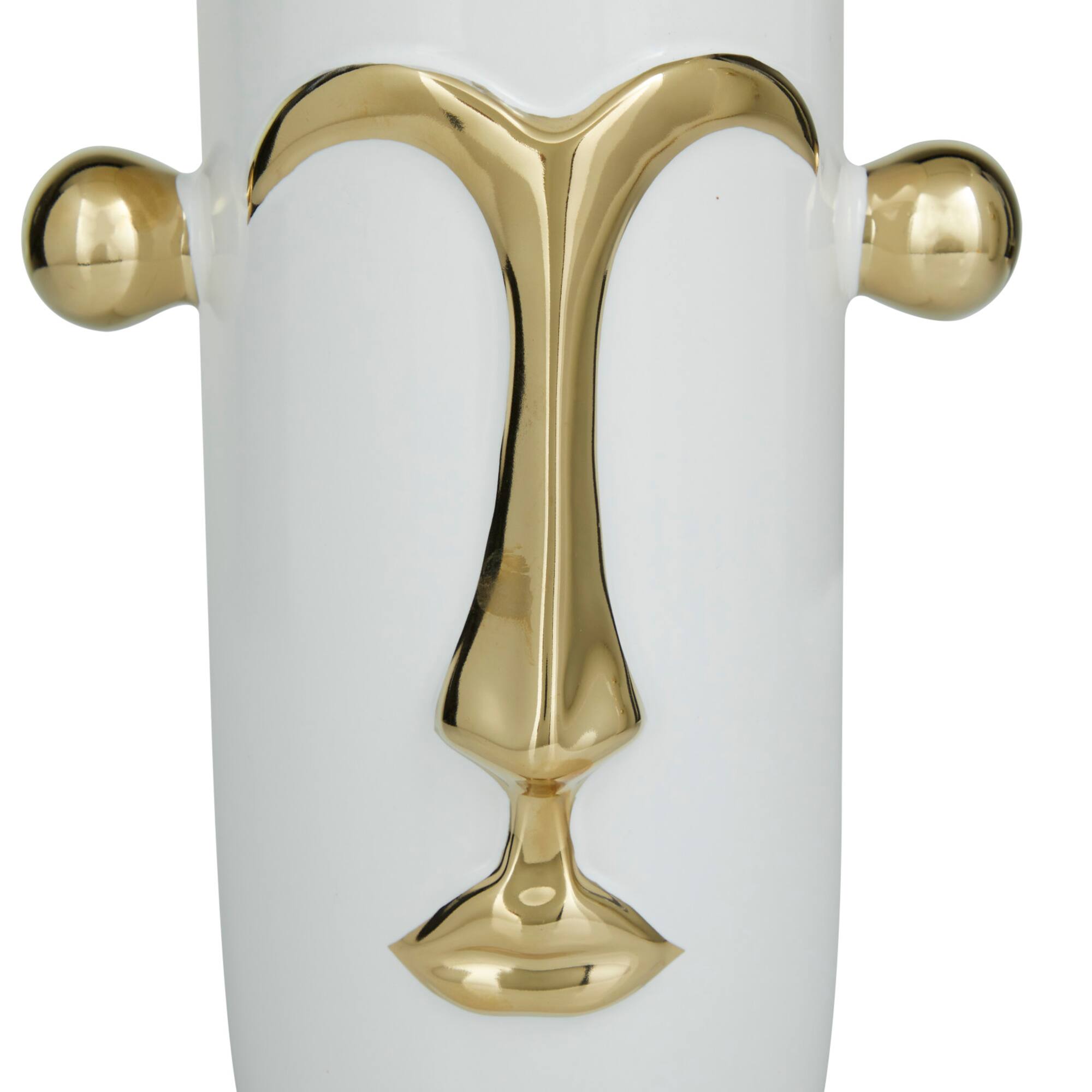 Set of 2" White Stoneware Modern Vase 16", 11"